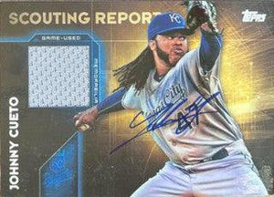 Johnny Cueto Signed 2016 Topps Scouting Report Relics Baseball Card - Kansas City Royals - PastPros