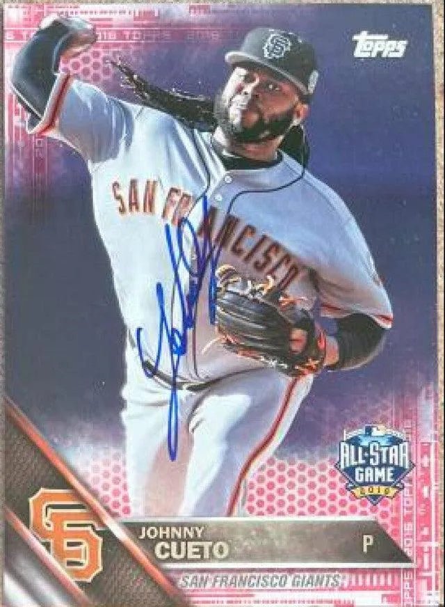 Johnny Cueto Signed 2016 Topps Update Mother's Day Pink Baseball Card - San Francisco Giants