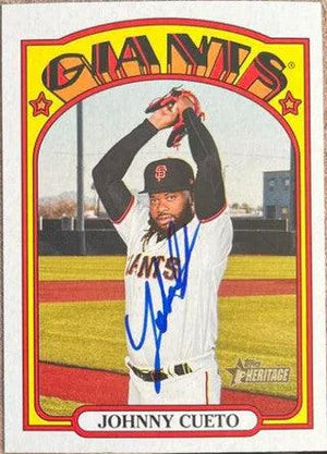Johnny Cueto Signed 2021 Topps Heritage Baseball Card - San Francisco Giants - SP - PastPros