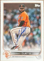 Johnny Cueto Signed 2022 Topps Baseball Card - San Francisco Giants