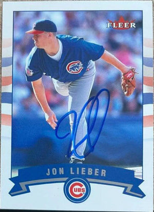 Jon Lieber Signed 2002 Fleer Baseball Card - Chicago Cubs