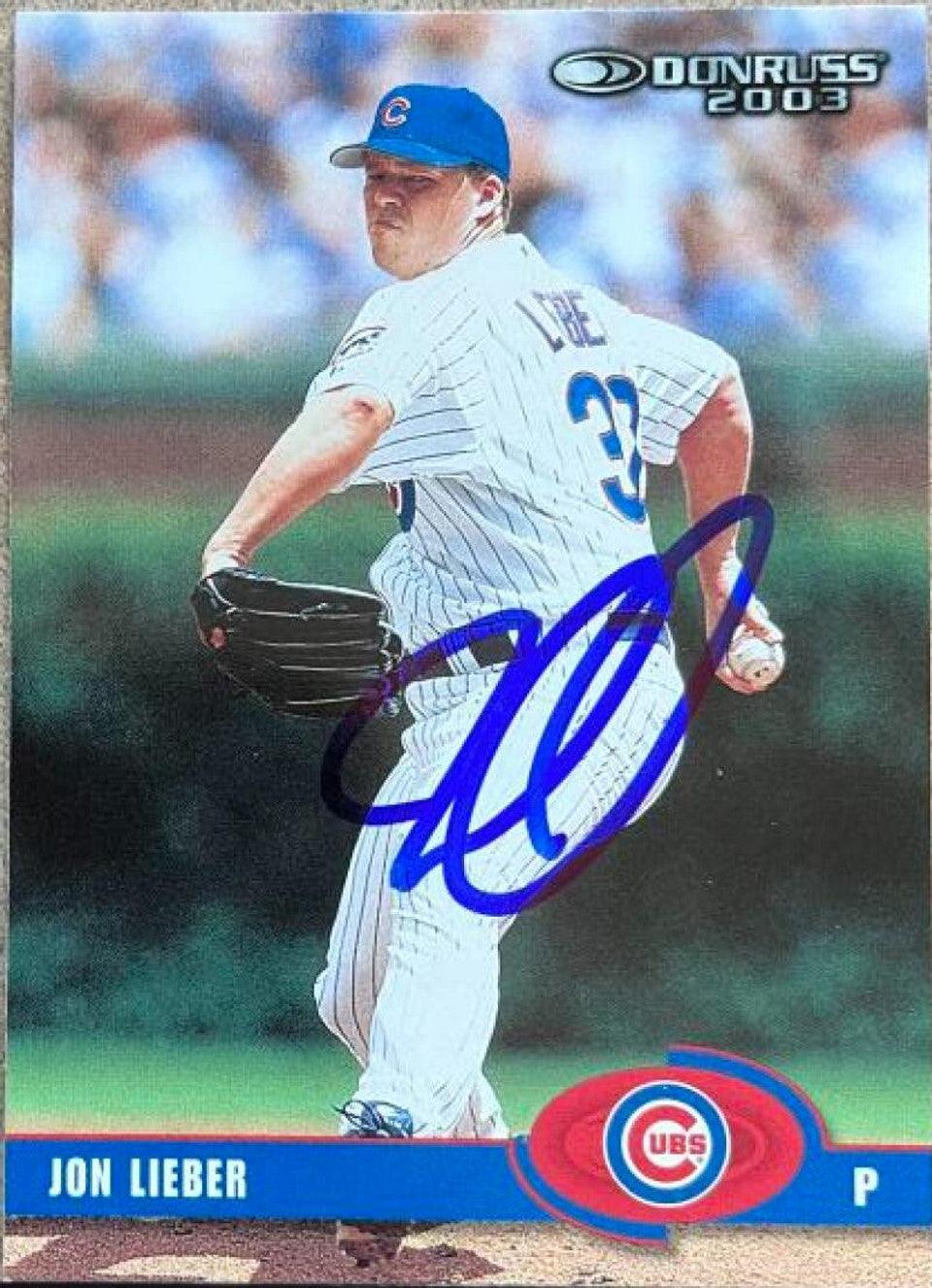 Jon Lieber Signed 2003 Donruss Baseball Card - Chicago Cubs - PastPros