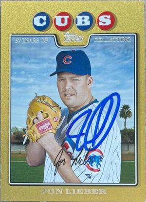 Jon Lieber Signed 2008 Topps Gold Updates & Highlights Baseball Card - Chicago Cubs - PastPros