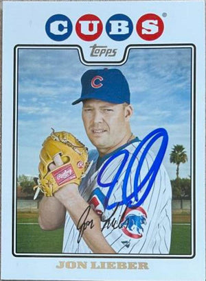 Jon Lieber Signed 2008 Topps Updates & Highlights Baseball Card - Chicago Cubs - PastPros