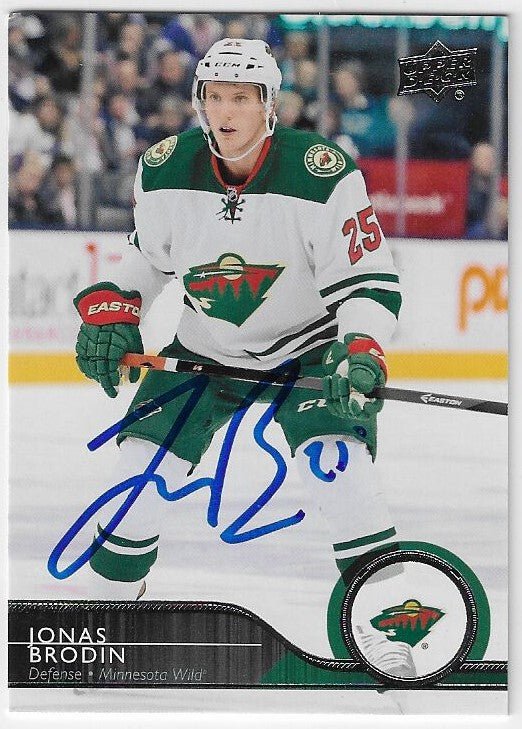 Jonas Brodin Signed 2014 - 15 Upper Deck Hockey Card - Minnesota Wild - PastPros