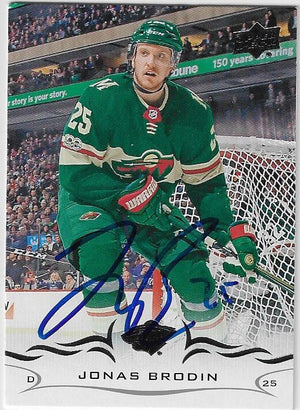Jonas Brodin Signed 2018 - 19 Upper Deck Hockey Card - Minnesota Wild - PastPros