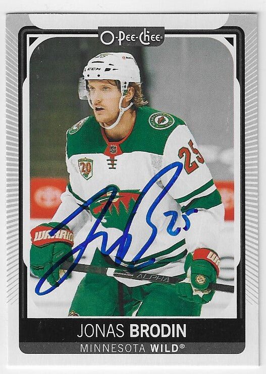 Jonas Brodin Signed 2021-22 O-Pee-Chee Hockey Card - Minnesota Wild