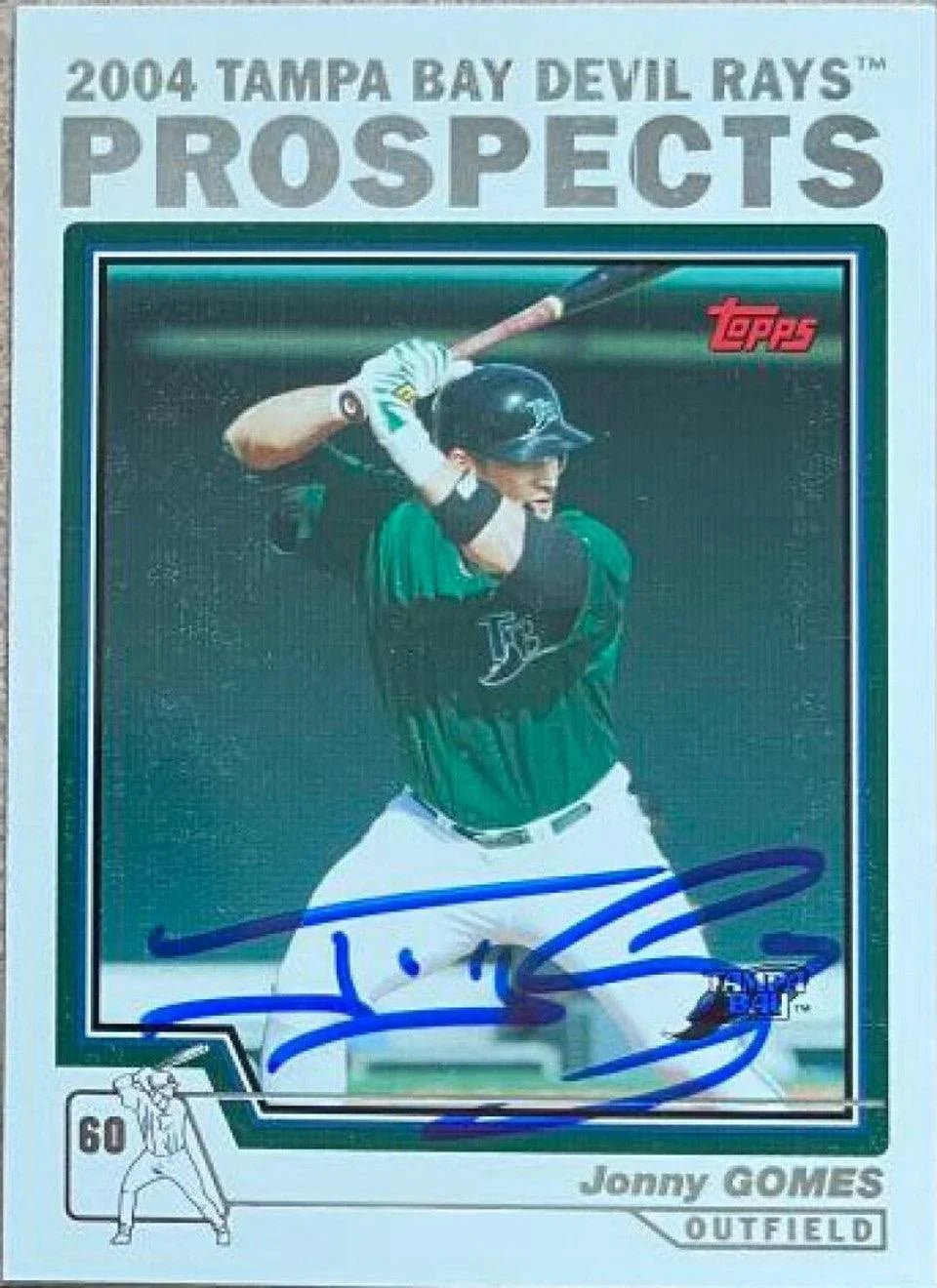 Jonny Gomes Signed 2004 Topps Traded & Rookies Baseball Card - Tampa Bay Devil Rays