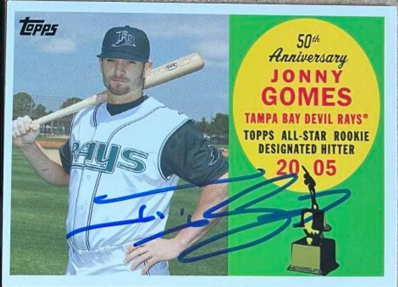 Jonny Gomes Signed 2008 Topps All-Rookie Team 50th Anniversary Baseball Card - Tampa Bay Rays
