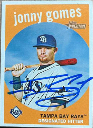 Jonny Gomes Signed 2008 Topps Heritage Baseball Card - Tampa Bay Rays - PastPros