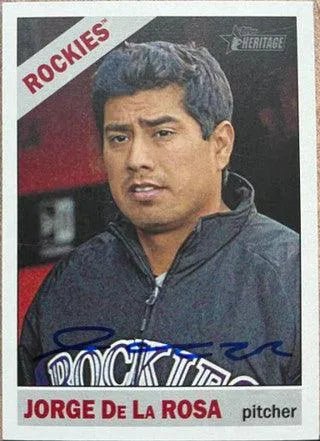 Jorge De La Rosa Signed 2015 Topps Heritage Baseball Card - Colorado Rockies
