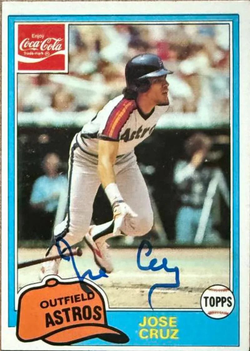 Jose Cruz Autographed 1981 Topps Coca-Cola Baseball Card - Houston Astros #3