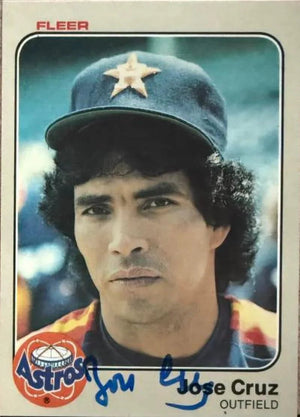 Jose Cruz Autographed 1983 Fleer Baseball Card - Houston Astros #446