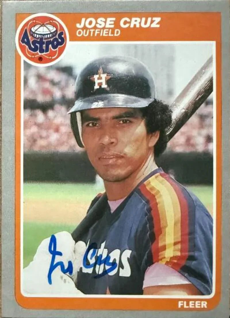 Jose Cruz Autographed 1985 Fleer Baseball Card - Houston Astros #347