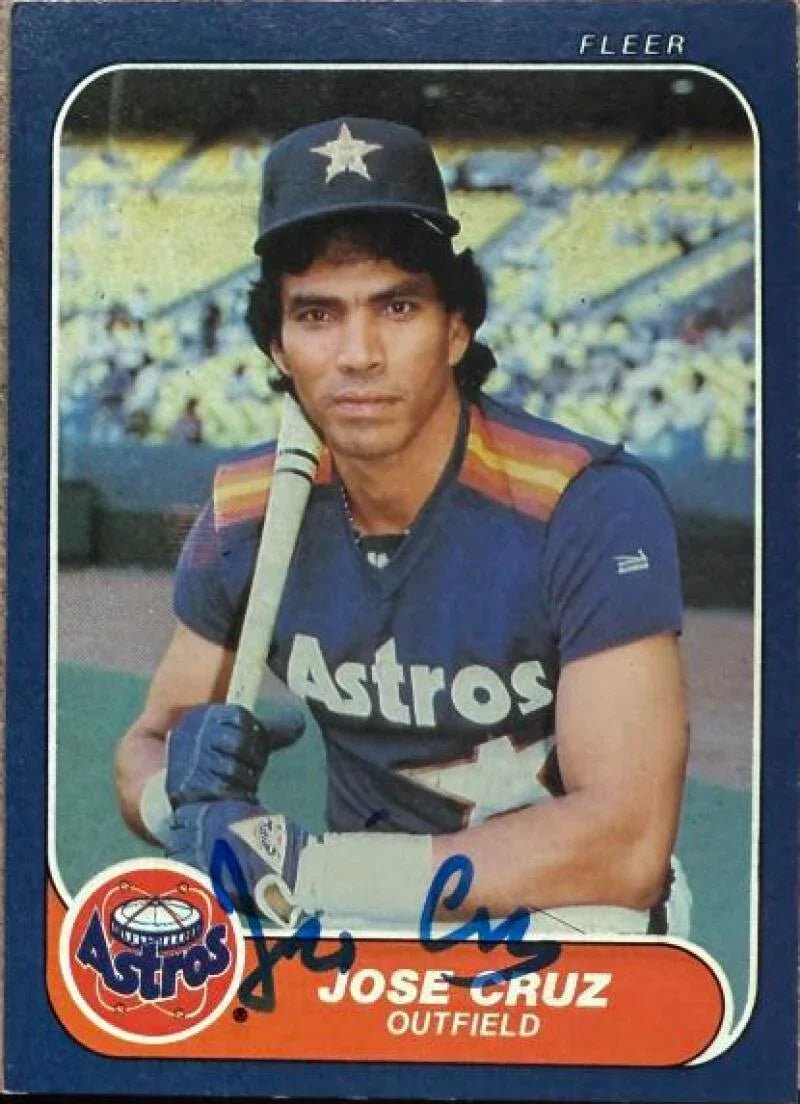 Jose Cruz Autographed 1986 Fleer Baseball Card - Houston Astros #296