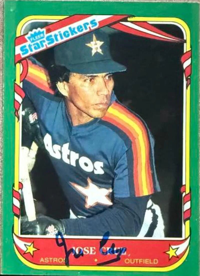 Jose Cruz Autographed 1987 Fleer Star Stickers Baseball Card - Houston Astros #26