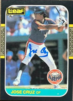 Jose Cruz Autographed 1987 Leaf Baseball Card - Houston Astros #116