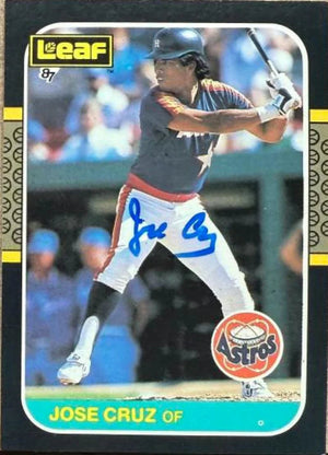 Jose Cruz Autographed 1987 Leaf Baseball Card - Houston Astros #116