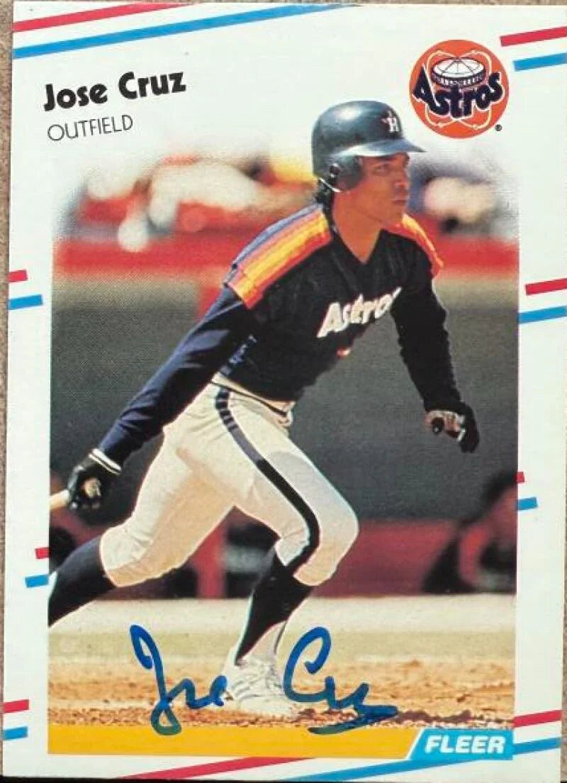 Jose Cruz Autographed 1988 Fleer Baseball Card - Houston Astros #443
