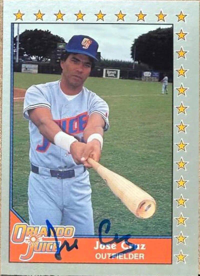 Jose Cruz Autographed 1990 Pacific Senior League Baseball Card #188