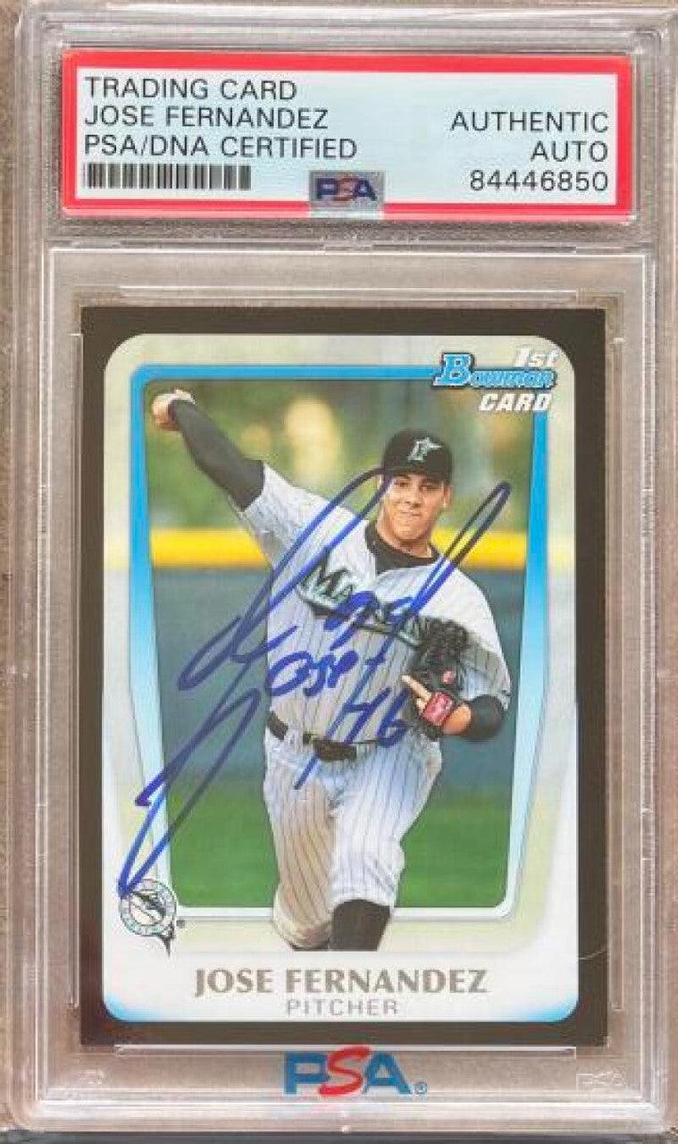 Jose Fernandez Signed 2011 Bowman Draft Picks & Prospects Baseball Card - Florida Marlins PSA/DNA - PastPros