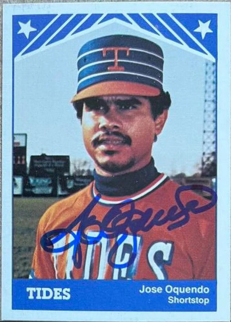 Jose Oquendo Signed 1983 TCMA Baseball Card - Tidewater Tides