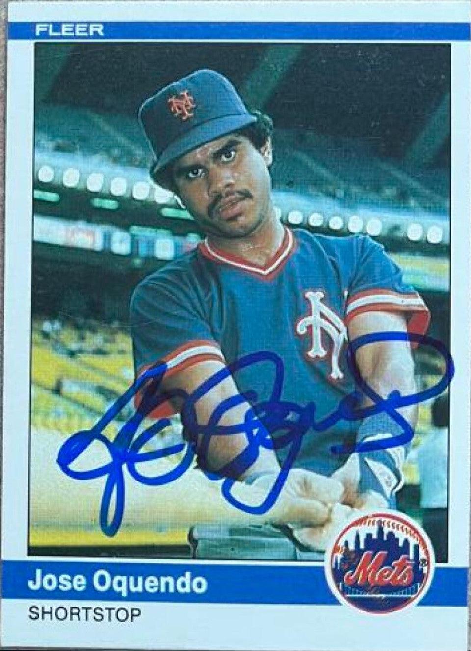 Jose Oquendo Signed 1984 Fleer Baseball Card - New York Mets - PastPros