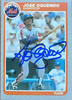 Jose Oquendo Signed 1985 Fleer Baseball Card - New York Mets - PastPros