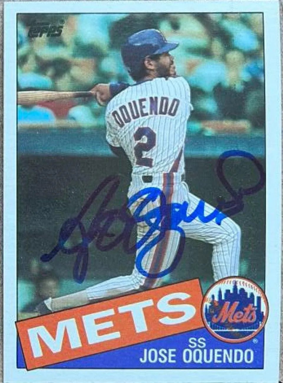 Jose Oquendo Signed 1985 Topps Baseball Card - New York Mets