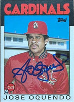 Jose Oquendo Signed 1986 Topps Traded Baseball Card - St Louis Cardinals