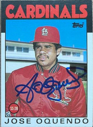 Jose Oquendo Signed 1986 Topps Traded Baseball Card - St Louis Cardinals - PastPros