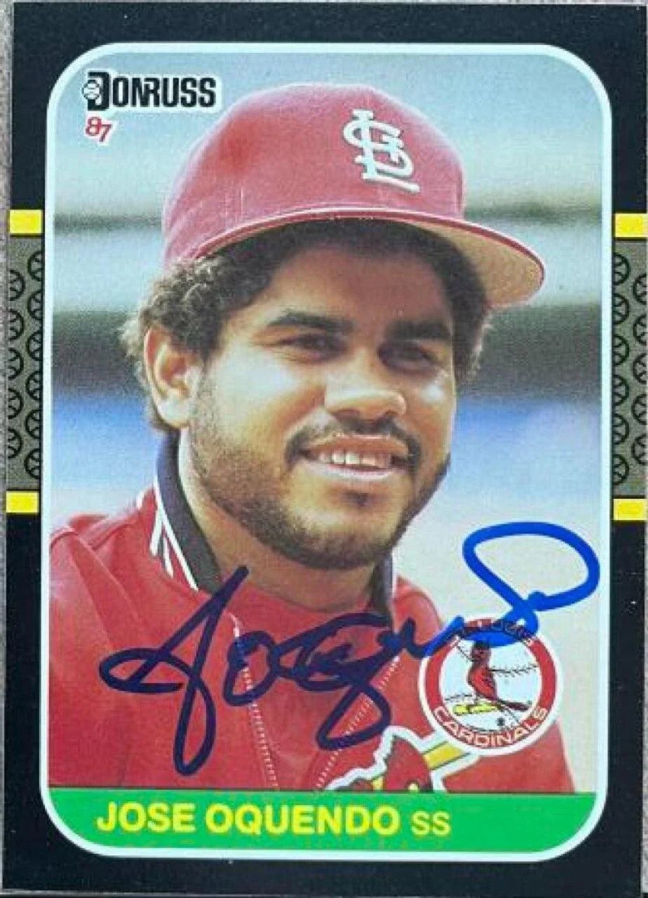 Jose Oquendo Signed 1987 Donruss Baseball Card - St Louis Cardinals