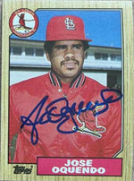 Jose Oquendo Signed 1987 Topps Baseball Card - St Louis Cardinals