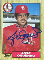 Jose Oquendo Signed 1987 Topps Tiffany Baseball Card - St Louis Cardinals - PastPros