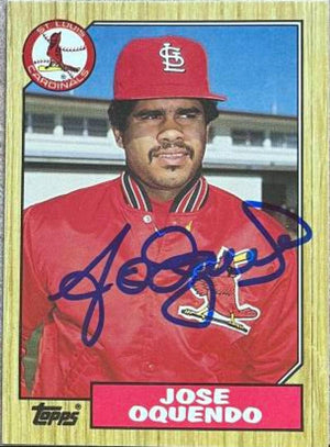 Jose Oquendo Signed 1987 Topps Tiffany Baseball Card - St Louis Cardinals - PastPros