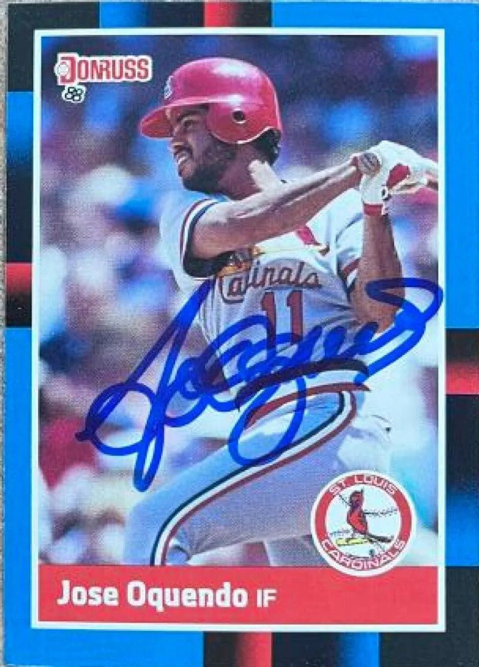 Jose Oquendo Signed 1988 Donruss Baseball Card - St Louis Cardinals