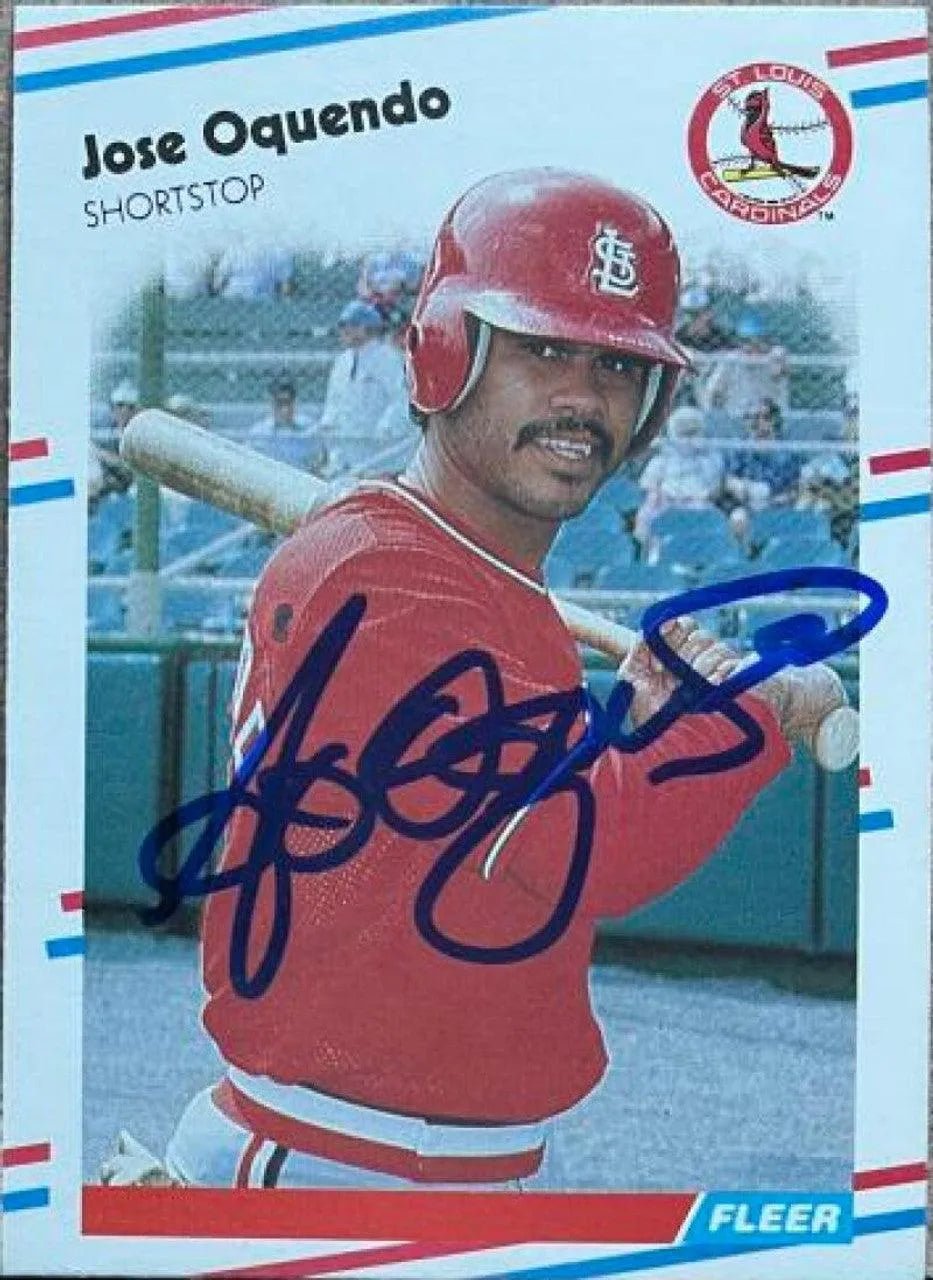 Jose Oquendo Signed 1988 Fleer Baseball Card - St Louis Cardinals
