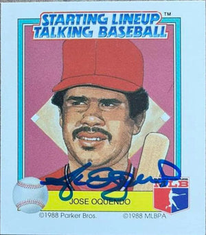 Jose Oquendo Signed 1988 Parker Brothers Starting Lineup Talking Baseball Card - St Louis Cardinals