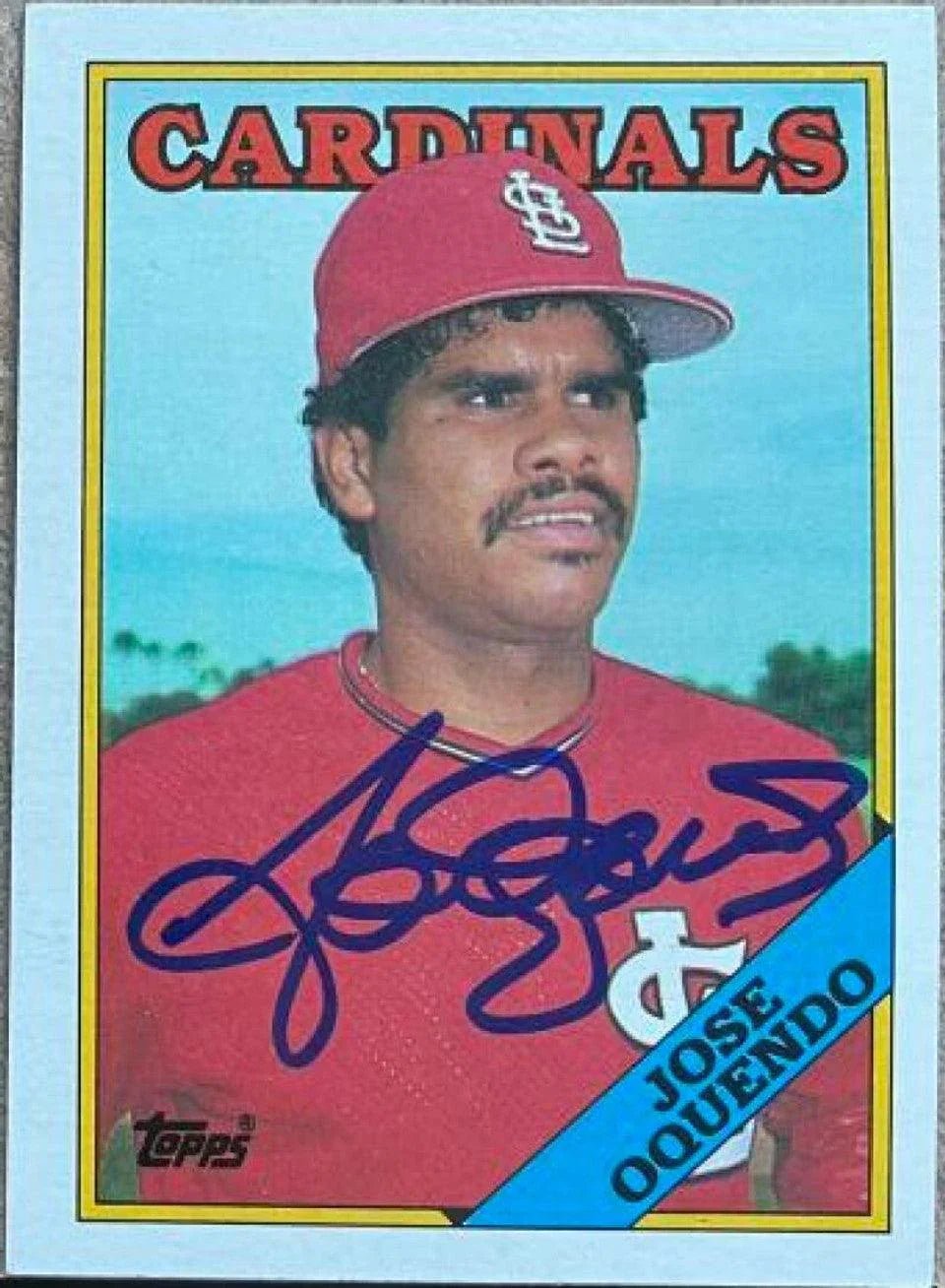Jose Oquendo Signed 1988 Topps Baseball Card - St Louis Cardinals