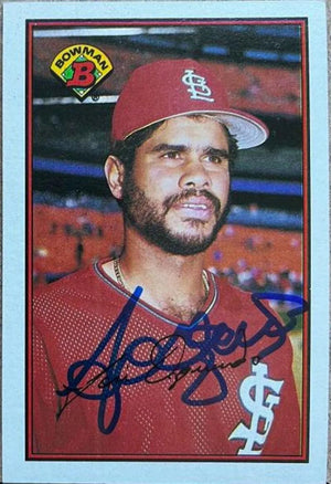 Jose Oquendo Signed 1989 Bowman Baseball Card - St Louis Cardinals