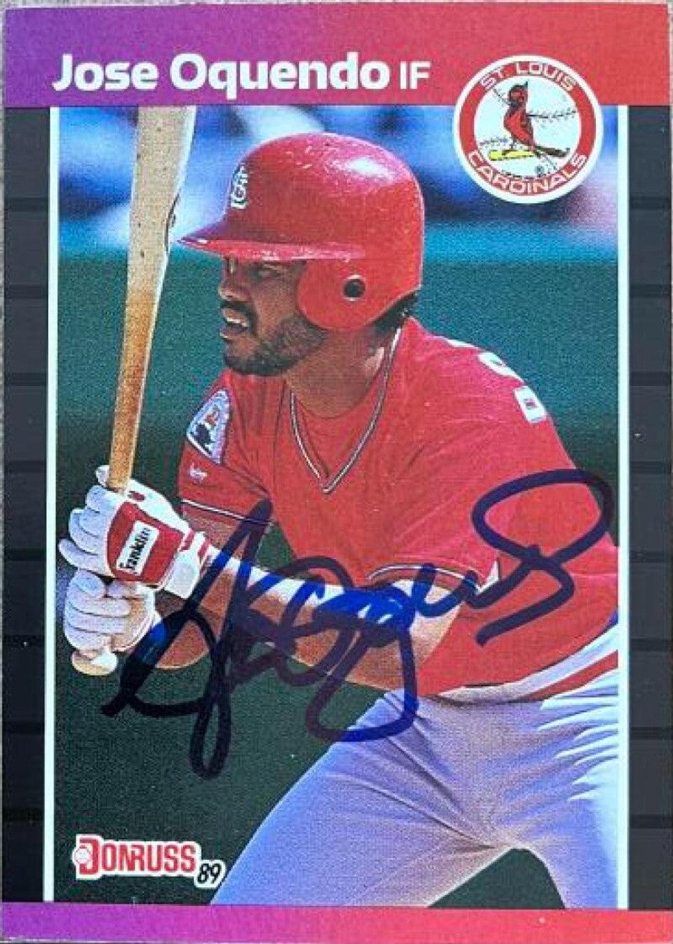 Jose Oquendo Signed 1989 Donruss Baseball Card - St Louis Cardinals - PastPros