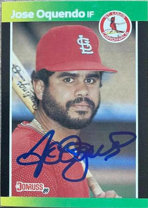 Jose Oquendo Signed 1989 Donruss Baseball's Best Baseball Card - St Louis Cardinals