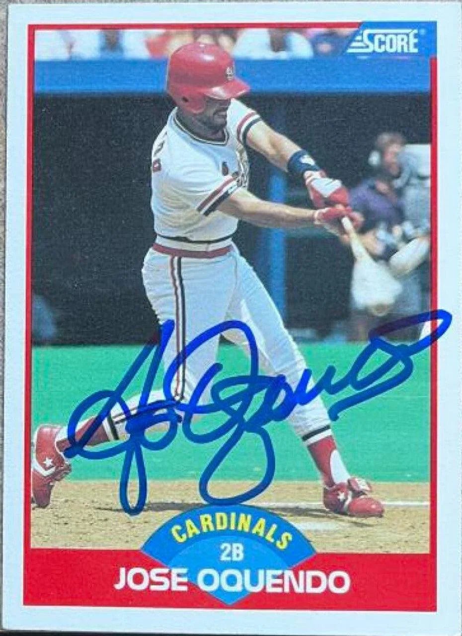 Jose Oquendo Signed 1989 Score Baseball Card - St Louis Cardinals