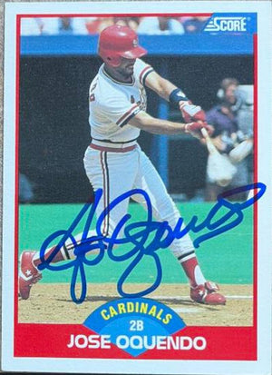 Jose Oquendo Signed 1989 Score Baseball Card - St Louis Cardinals - PastPros