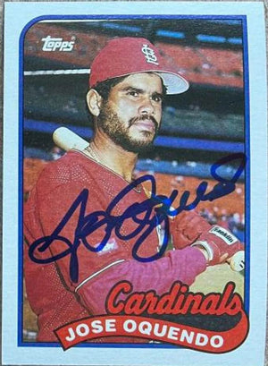 Jose Oquendo Signed 1989 Topps Baseball Card - St Louis Cardinals