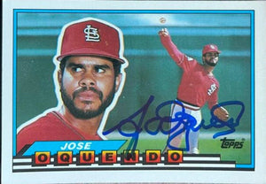Jose Oquendo Signed 1989 Topps Big Baseball Card - St Louis Cardinals