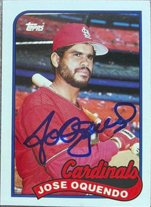 Jose Oquendo Signed 1989 Topps Tiffany Baseball Card - St Louis Cardinals