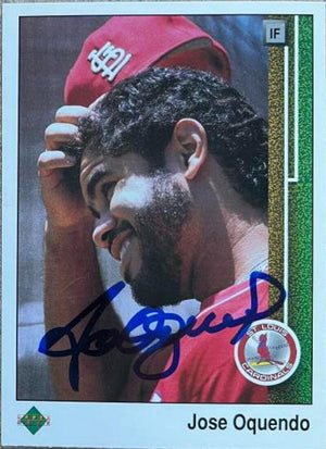 Jose Oquendo Signed 1989 Upper Deck Baseball Card - St Louis Cardinals - PastPros