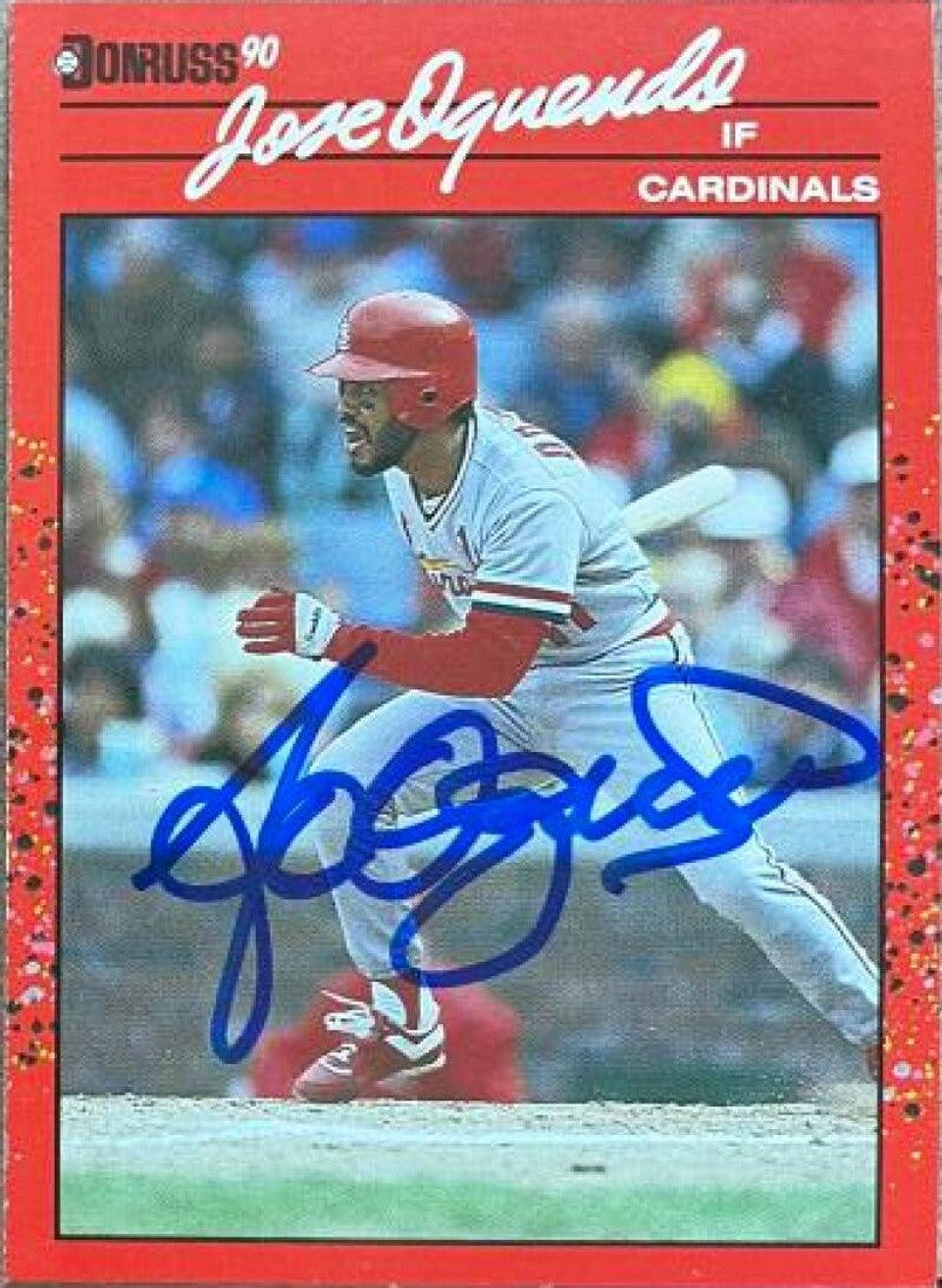 Jose Oquendo Signed 1990 Donruss Baseball Card - St Louis Cardinals - PastPros