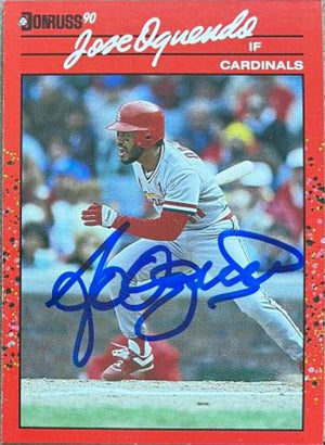 Jose Oquendo Signed 1990 Donruss Baseball Card - St Louis Cardinals - PastPros